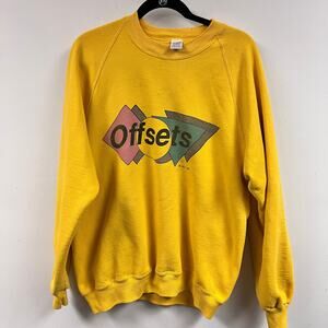 vintage yellow graphic raglan crew neck sweatshirt 1987 russel athletic XL